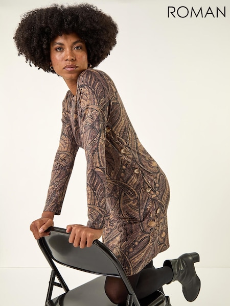 Roman Brown Paisley Pocket Swing Dress (G53408) | £48