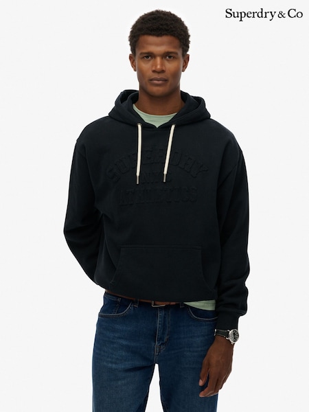 Superdry Black Athletic Embossed Oversized Hoodie (G53440) | £60