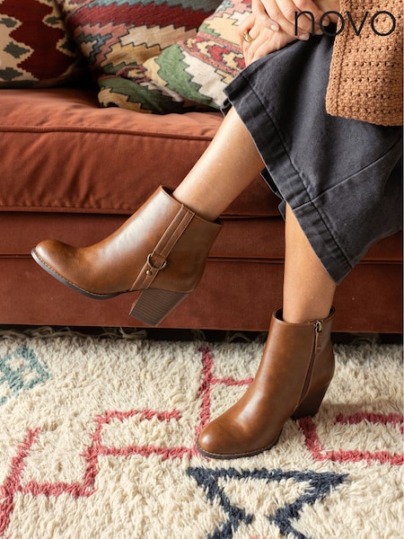 Novo Natural Juliette Hardware Heeled Ankle Boots (G53470) | £42