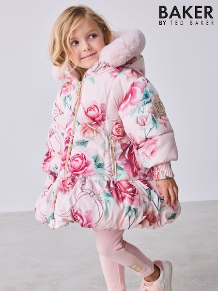 Print - Baker By Ted Baker Shower Resistant Bubble Skirted Padded Coat