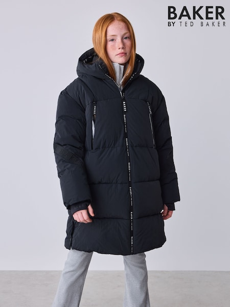 Black - Baker By Ted Baker Shower Resistant Longline Padded Coat