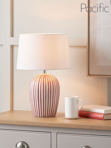 Pacific Mulberry Cannes Stripe Ceramic Table Lamp (G53529) | £70