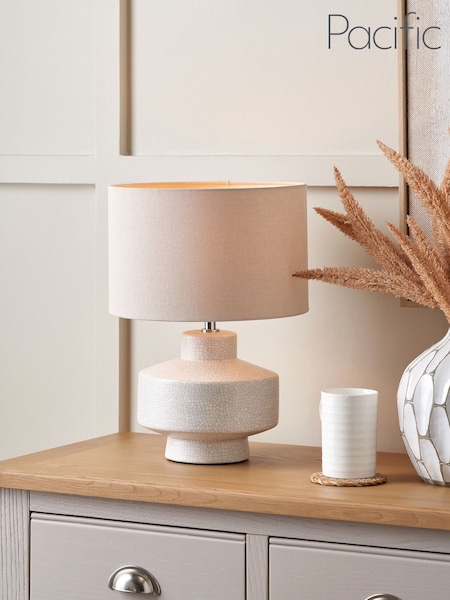 Pacific White Elure Crackle Effect Table Lamp (G53530) | £60