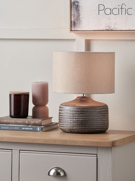Pacific Earth Kai Textured Ceramic Table Lamp (G53531) | £40