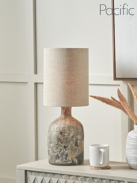 Pacific Brown Palmino Organic Glass Bottle Table Lamp (G53538) | £200