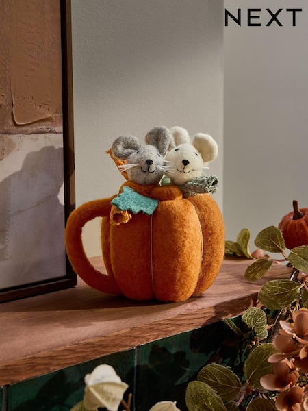 Martha And Morris The Mice Felted Autumn Pumpkin Decoration