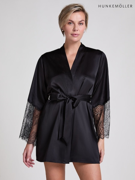 Hunkemoller Satin Kimono Black Robe (G53661) | £41