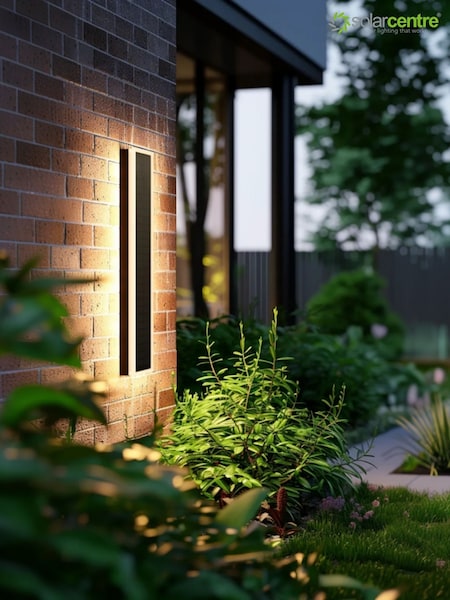 The Solar Centre White Warm Halo Rectangle Solar Wall Light (G53901) | £30