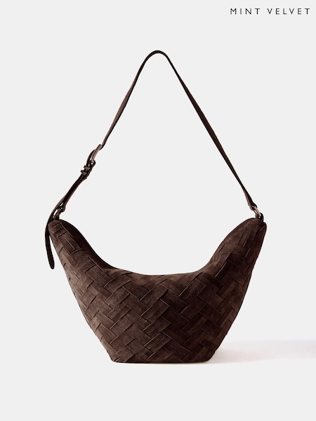 Mint Velvet Brown Woven Bag (G53991) | £140