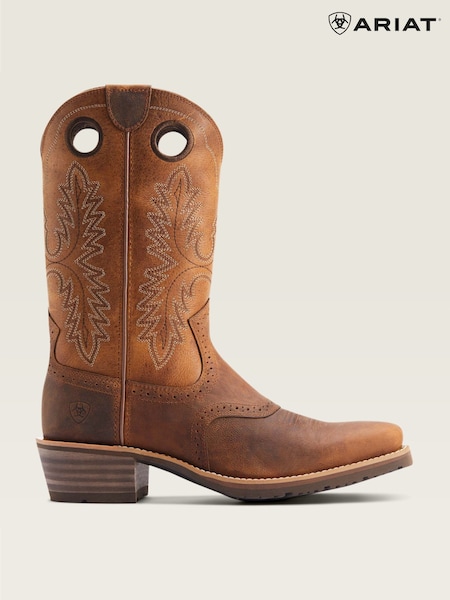 Ariat Brown Hybrid Roughstock Square Toe Western Boots (G54072) | £190