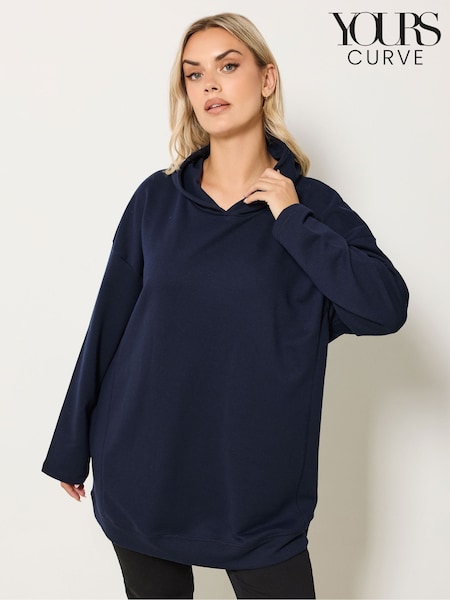Yours Curve Blue Seamed Detail Hoodie (G54122) | £27