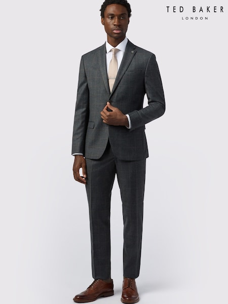 Ted Baker Tailoring Grey Slim Fit Overcheck Jacket (G54313) | £259
