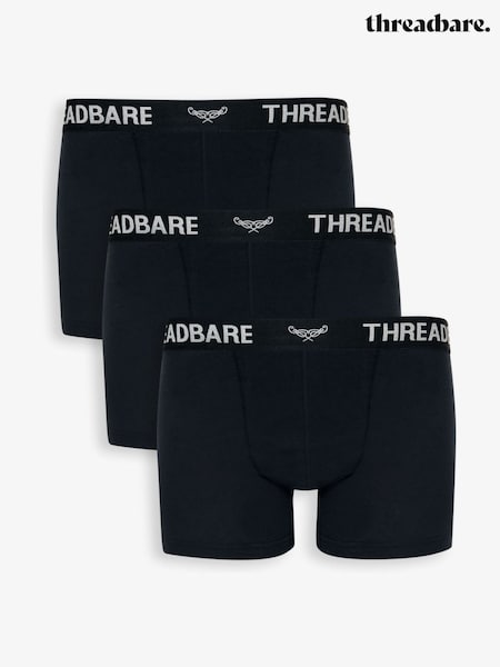 Threadbare Black Hipster Fit Boxer Shorts (3 Pack) (G54410) | £18