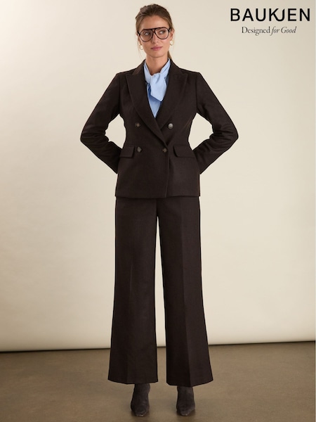 Baukjen Easton Wool Blend Wide Leg Brown Trousers (G54439) | £159