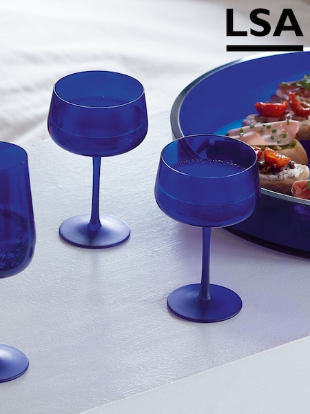 LSA International Set of 2 Cobalt Blue Arc Contrast Saucer/Cocktail Glasses 250ml (G54461) | £25