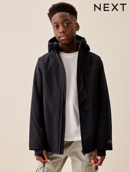 Black - Shower Resistant Coat (3-17yrs)