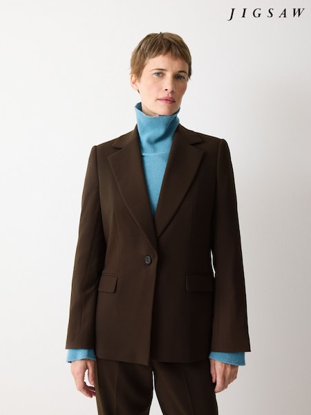 Jigsaw Brown Kenley Crepe Blazer (G54660) | £279