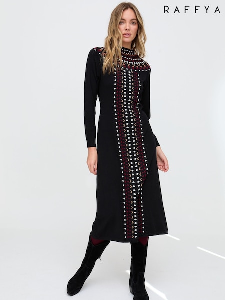 Raffya Black Jethro Geometric Printed Maxi Dress (G54786) | £100