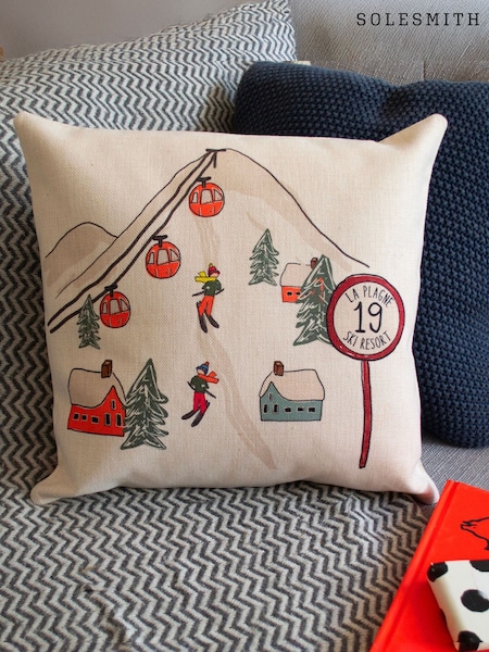 Personalised Ski Scene Personalised Cushion by Solesmith (G54904) | £32.50