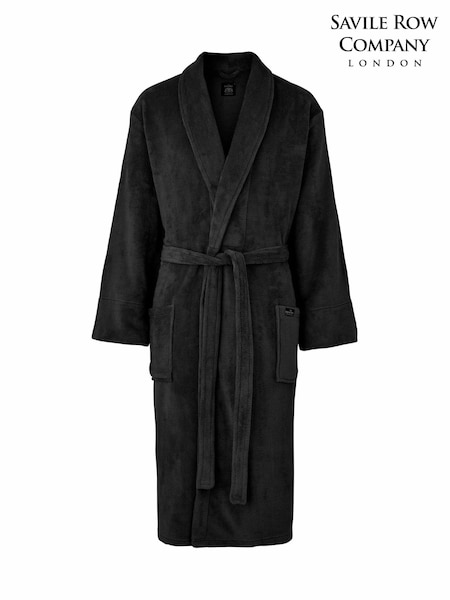 The Savile Row Company Lightweight Soft Fleece Black Dressing Gown (G54913) | £50