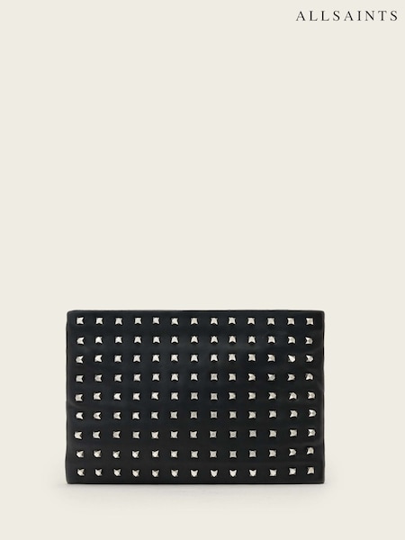 AllSaints Black Bettina Emb Clutch (G54955) | £229