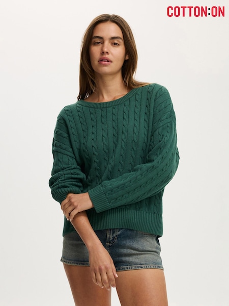 Cotton On Dark Green Cotton Crew Neck Jumper (G55026) | £25