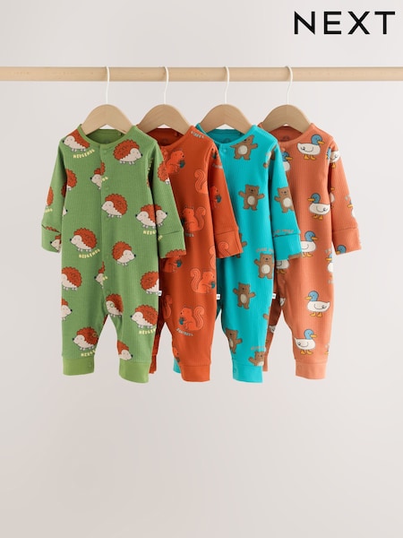 Multi Animal - Baby Sleepsuits 4 Pack (0mths-3yrs)