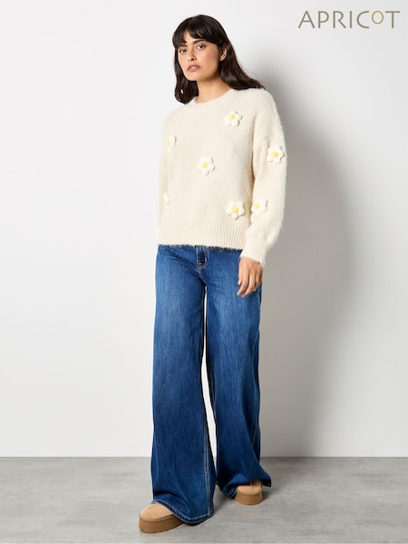 Apricot Natural 3D Daisy Oversized Jumper (G55246) | £45