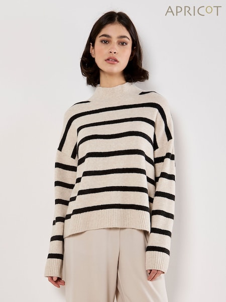 Apricot Natural Stripe Drop Shoulder Oversized Jumper (G55262) | £40