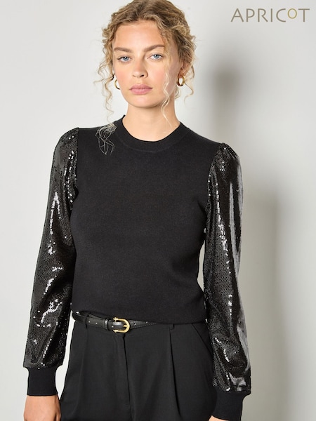 Apricot Black Sequin Arm Jumper (G55263) | £45
