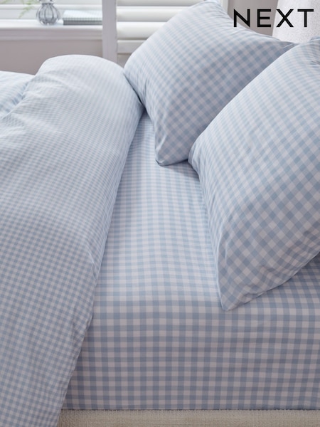 Gingham Fitted Sheet And Pillowcase Set