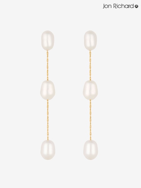 Jon Richard Gold Plated Fine Chain and Fresh Water Pearl Earrings (G55356) | £25