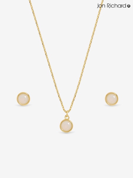 Jon Richard 14ct Real Gold Plated Cream Birthstone Bezel Set - August (G55357) | £25