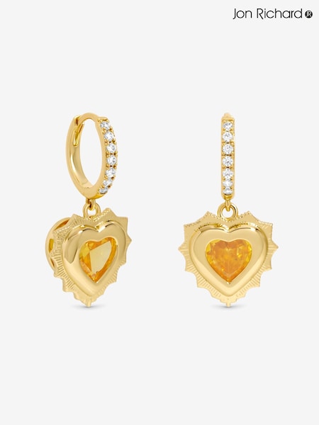Jon Richard 14ct Real Gold Plated Heart Birthstone Huggie Earrings - November (G55358) | £25