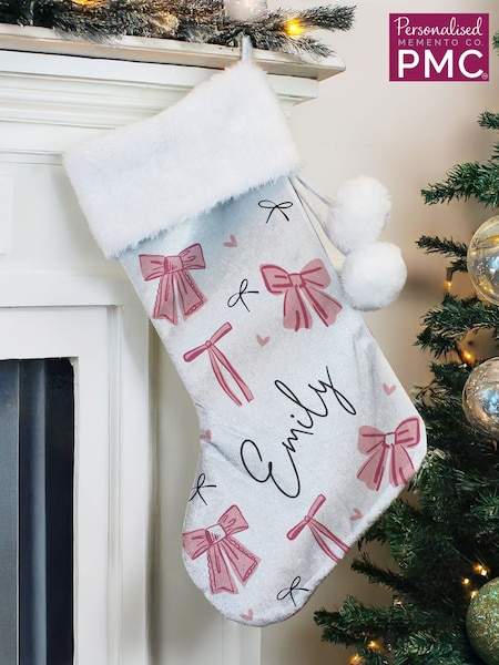 PMC Personalised Pink Bow Christmas Stocking (G55610) | £16
