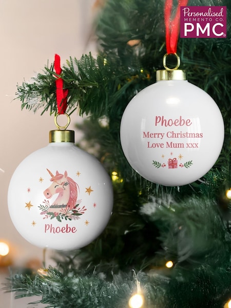PMC Personalised Unicorn Christmas Bauble (G55619) | £14
