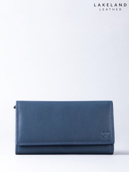 Lakeland Leather Dark Blue Large Flapover Purse (G55680) | £35