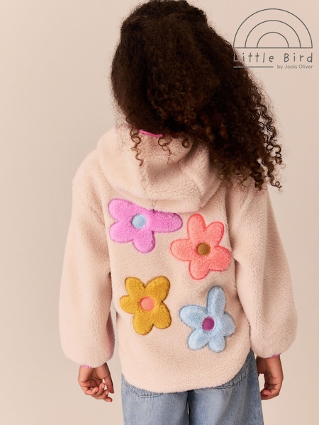 Cream & Rainbow Floral - Little Bird By Jools Oliver Borg Zip Through Fleece