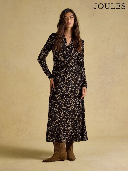 Brown Spot - Joules Anya Jersey Ruched Dress
