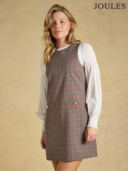 Brown Check Ada - Joules Beatrice Shift Mini Dress