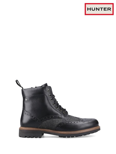 Hunter Loch Brogue Ankle Black Boots (G55854) | £125