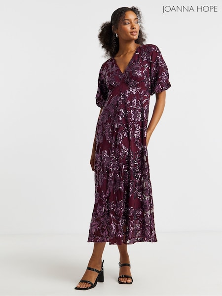 Joanna Hope Purple Floral Sequin Maxi Tea Dress (G55856) | £99