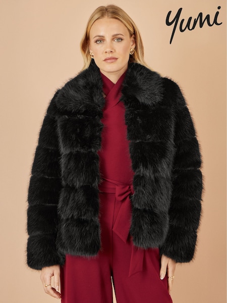 Yumi Black Luxe Faur Fur Coat (G55881) | £95