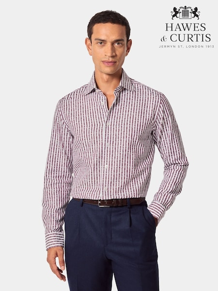 Hawes & Curtis Red Jacquard Stripe Shirt (G56048) | £69
