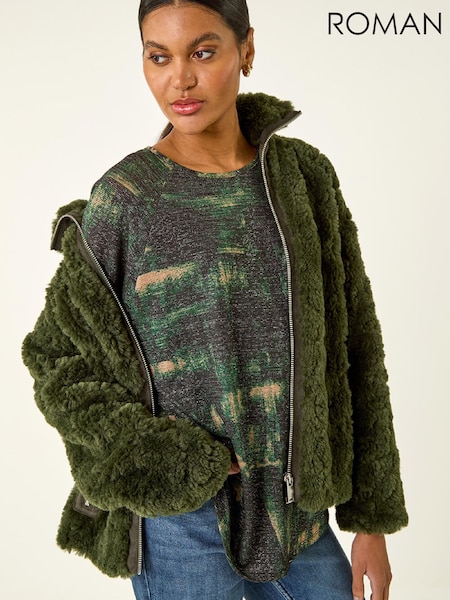Roman Green Textured Printed Stretch Jacket (G56072) | £42