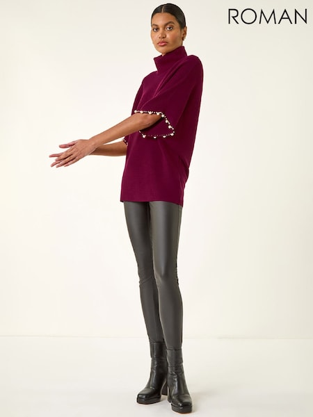 Roman Red Pearl Embellished Knit Jumper (G56075) | £45