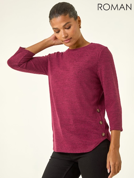 Roman Purple Curved Hem Stretch Blouse (G56082) | £32