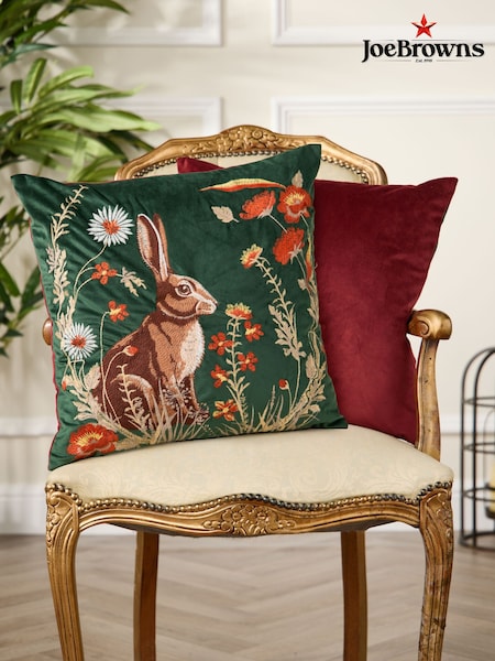 Joe Browns Black Wildflower Hare Embroidered Cushion (G56131) | £40