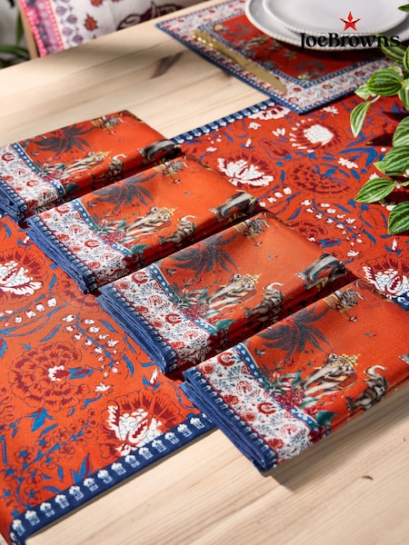 Joe Browns 4 Pack Red Serene Bohemian Napkins (G56135) | £20