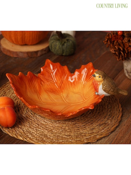 Country Living Orange Robin On A Leaf Serving Bowl (G56278) | £30